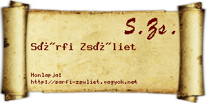 Sárfi Zsüliet névjegykártya